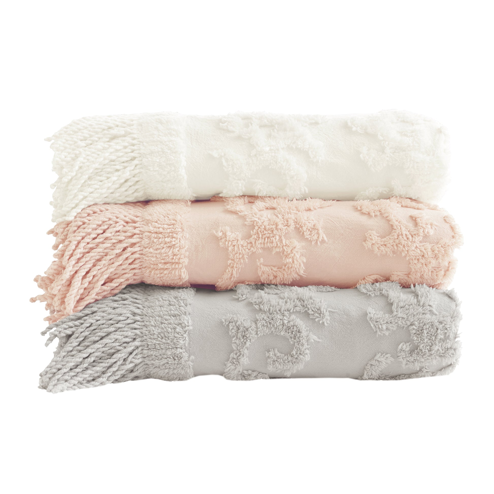 Madison Park 100% Cotton Tufted Chenille Lightweight Throw With Fringe Tassel 50" x 60"