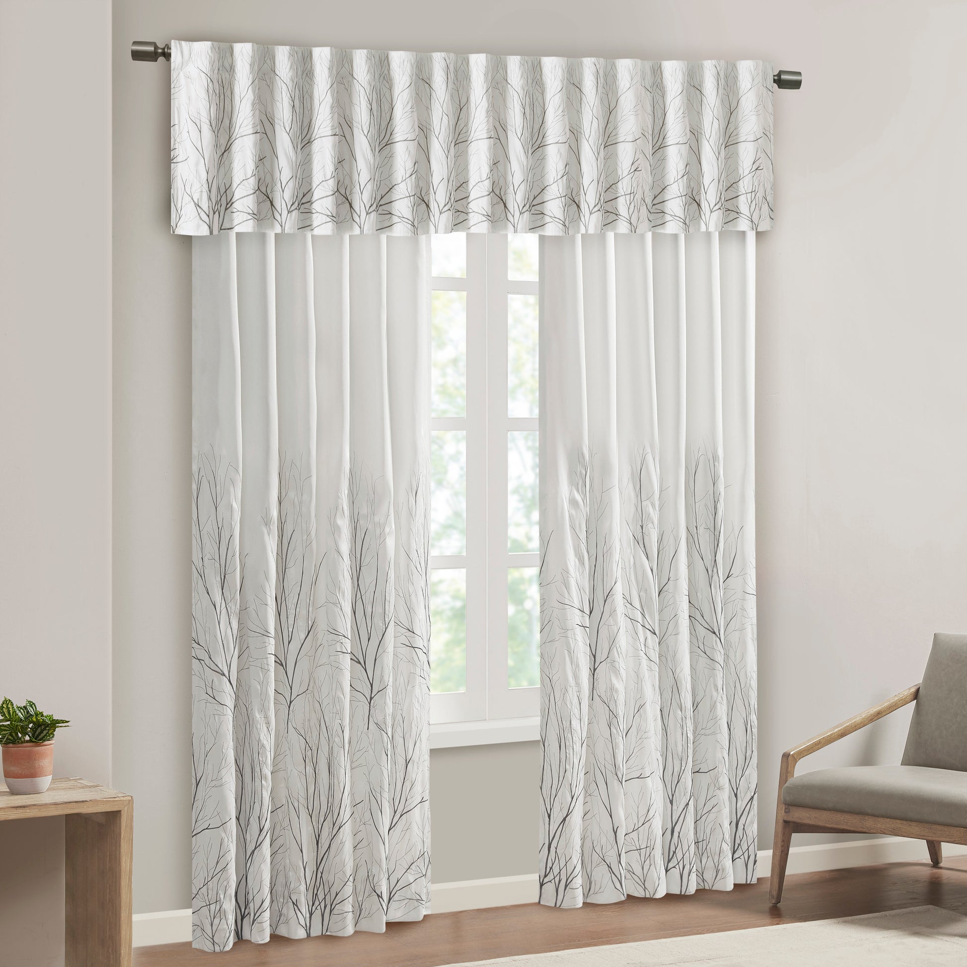 Madison Park Faux Silk Embroidered Window Valance