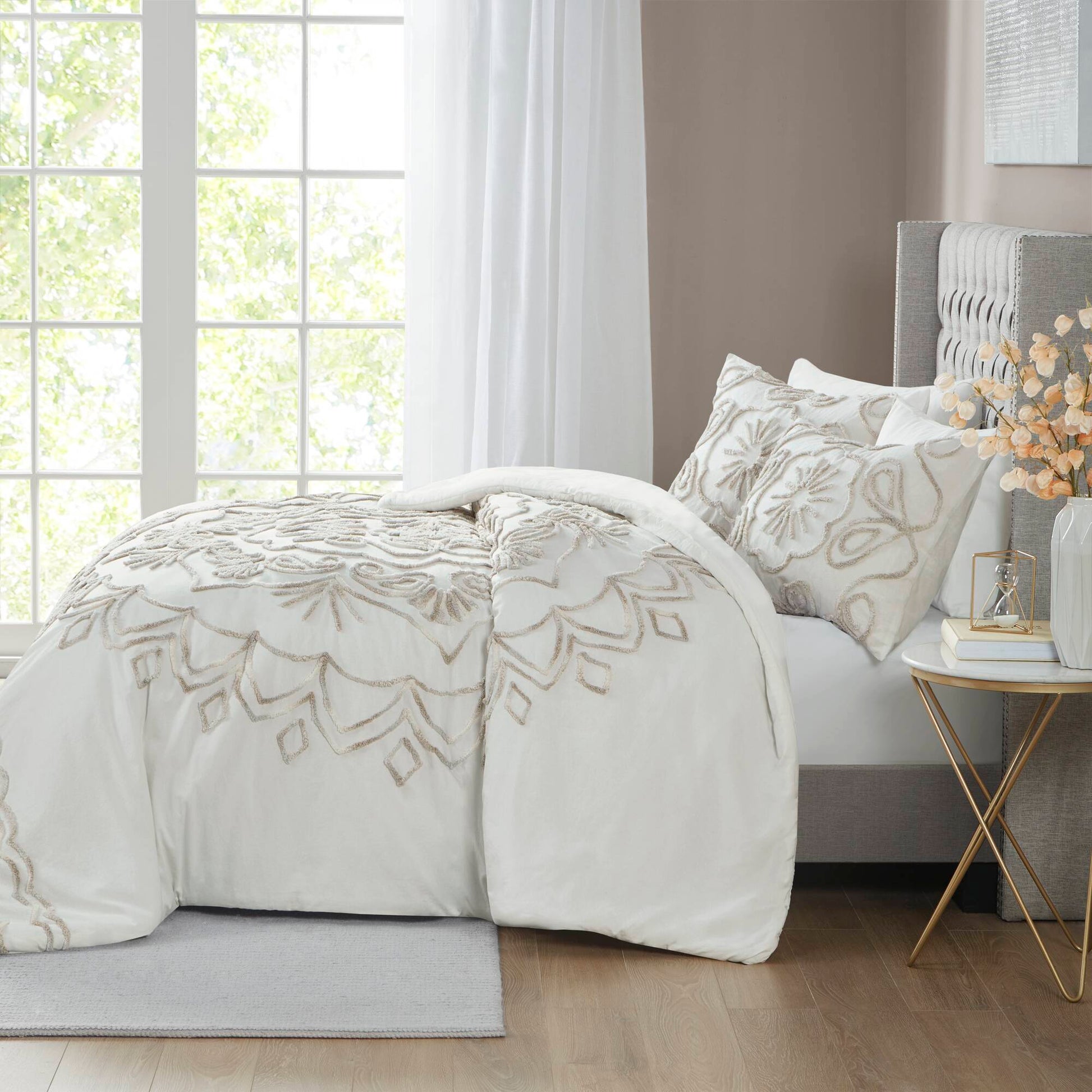Madison Park 3 Piece Tufted Cotton Chenille Duvet Cover Set