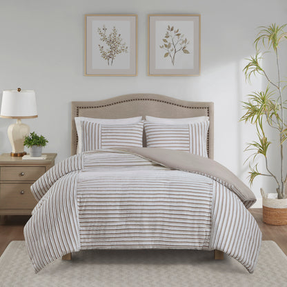 Madison Park 3 Piece Clipped Jacquard Duvet Cover Set