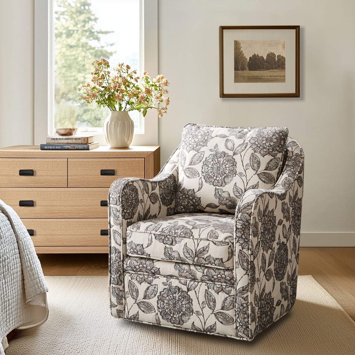 Madison Park Wide Seat Swivel Arm Chair