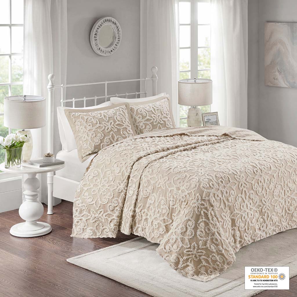 Madison Park 3 piece Tufted Cotton  bedspread  set