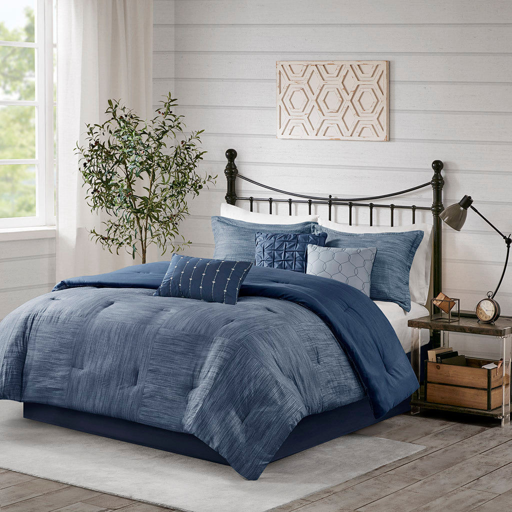 Madison Park 7 Piece Printed Seersucker Comforter Set