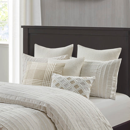 Madison Park Signature Oversized Cotton Clipped Jacquard Comforter Set with Euro Shams and Throw Pillows