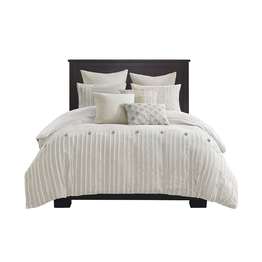 Madison Park Signature Oversized Cotton Clipped Jacquard Comforter Set with Euro Shams and Throw Pillows