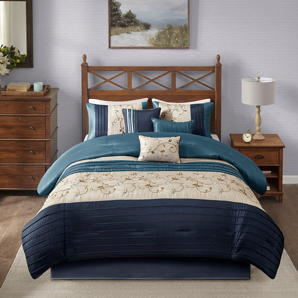 Madison Park Embroidered 7 Piece Comforter Set