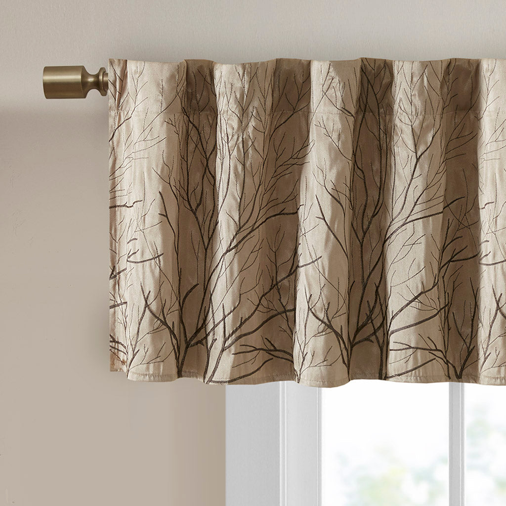 Madison Park Faux Silk Embroidered Window Valance