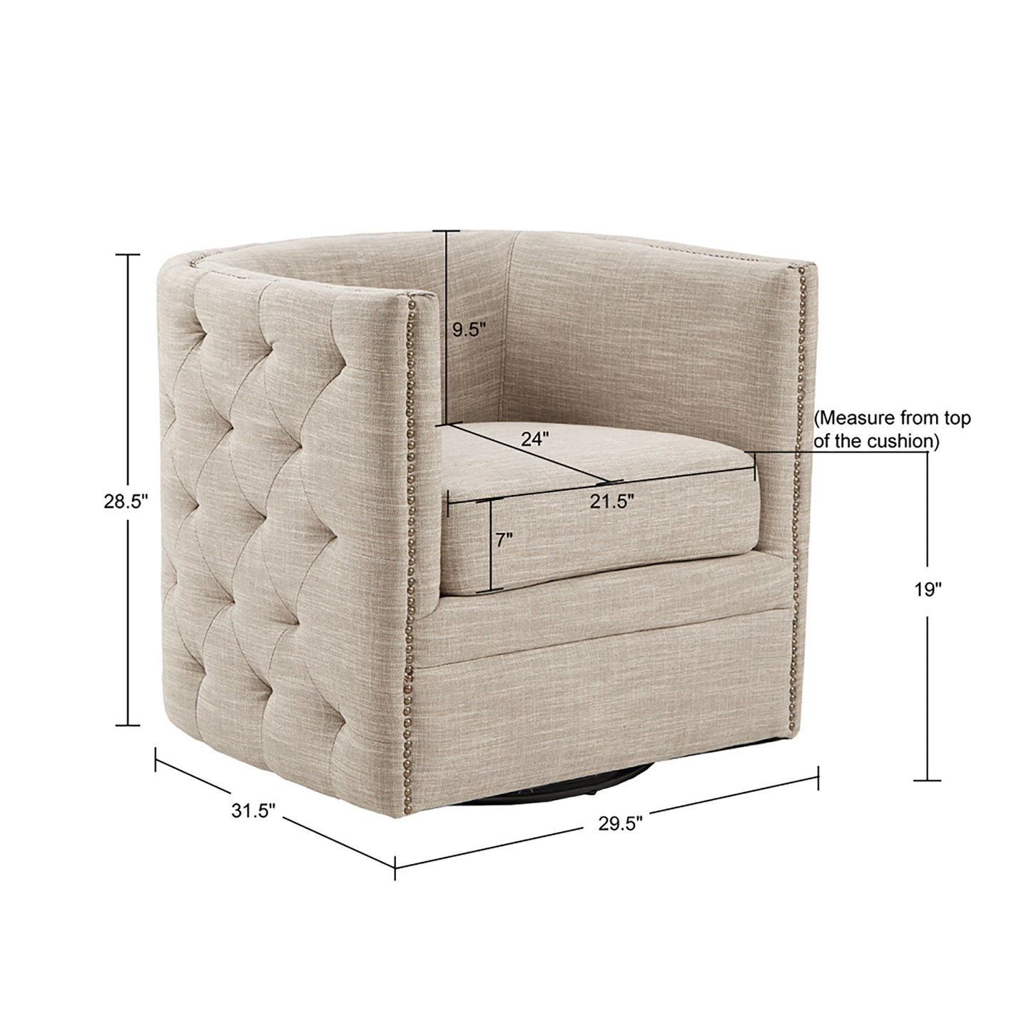 Madison Park Tufted Barrel Swivel Chair