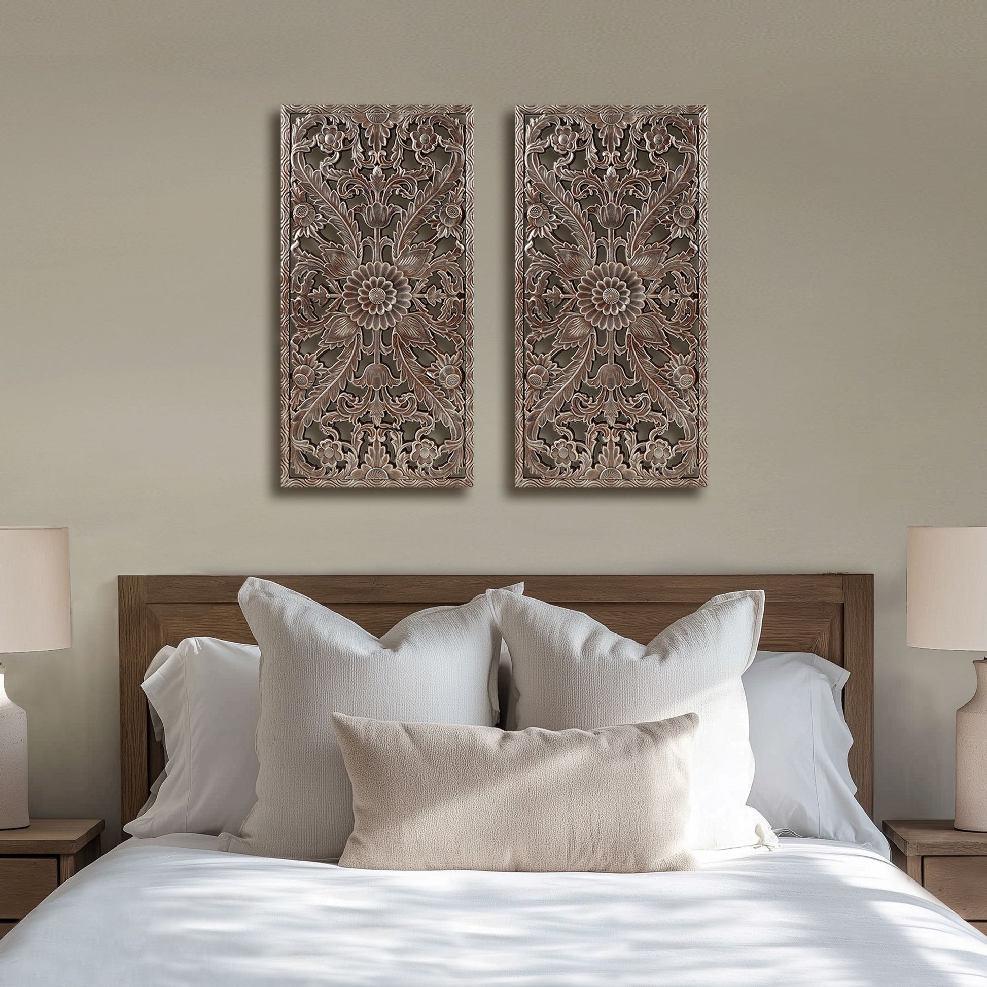 Madison Park Distressed Carved Wood 2-piece Wall Decor Set