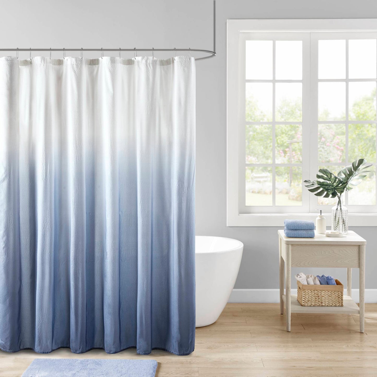 Madison Park Ombre Printed Seersucker Shower Curtain