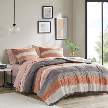 Madison Park Essentials Stripe Comforter Set with Bed Sheets