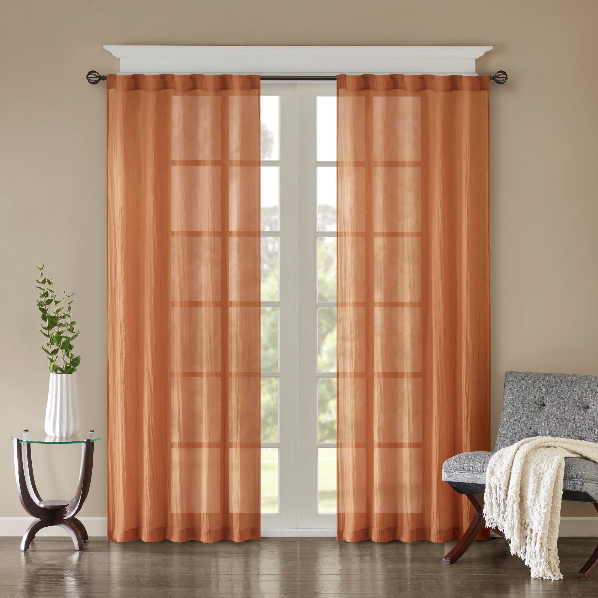 Madison Park Solid Crushed Curtain Panel Pair