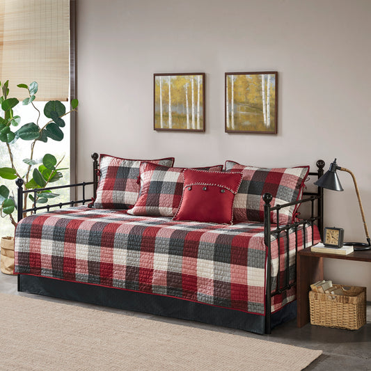 Madison Park 6 Piece Reversible Plaid Daybed Cover Set