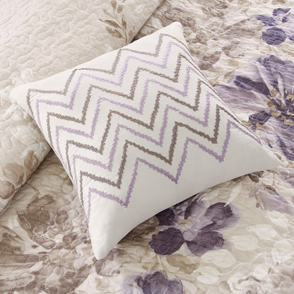 Madison Park 6 Piece Printed Quilt Set with Throw Pillows