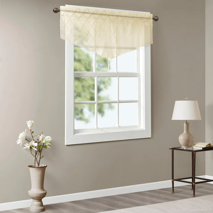 Madison Park Diamond Sheer Embroidered Waterfall Valance