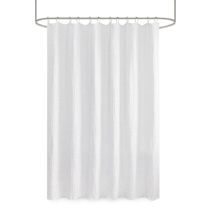 Madison Park Super Waffle Textured Solid Shower Curtain