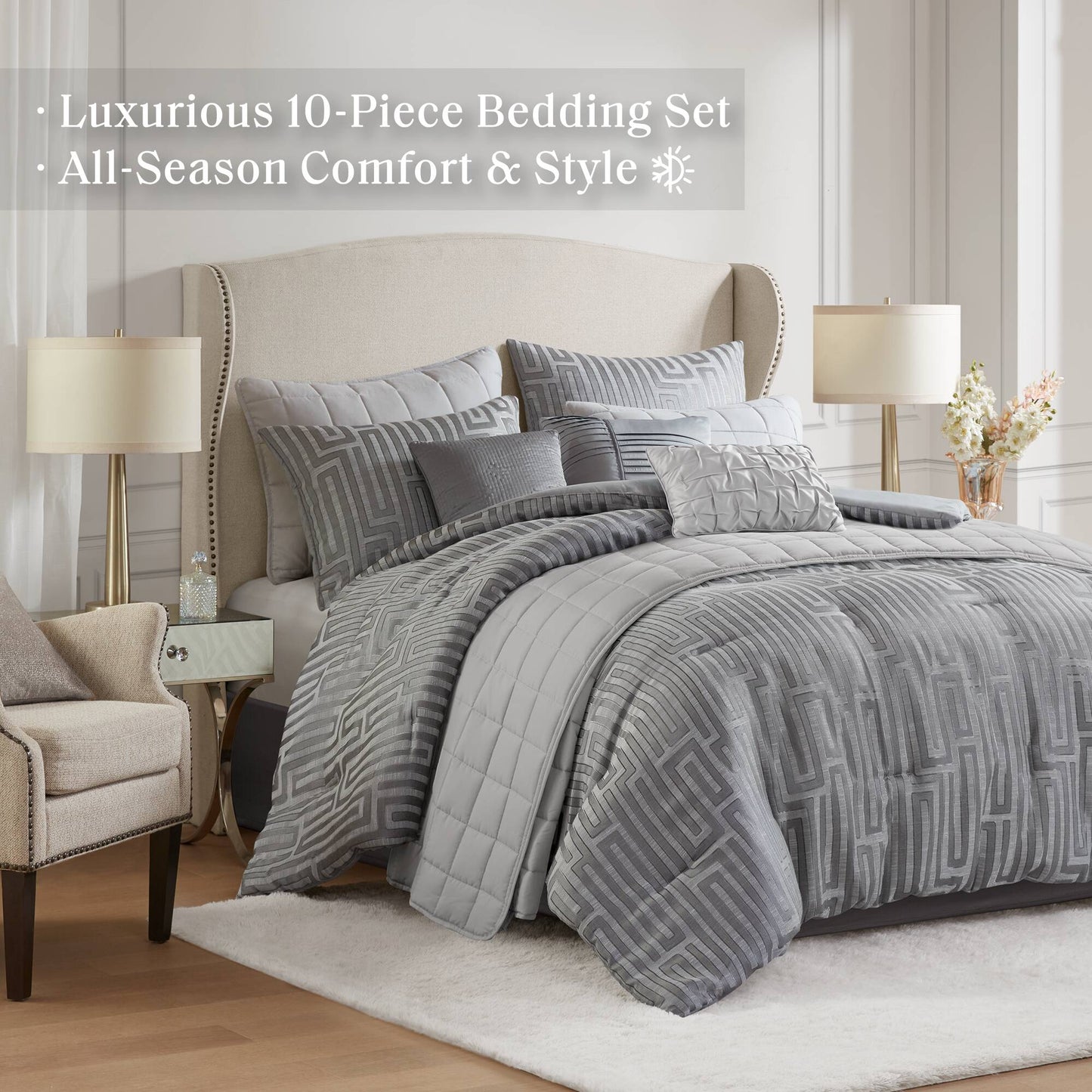 Madison Park 10 Piece Luxury Jacquard Comforter Set