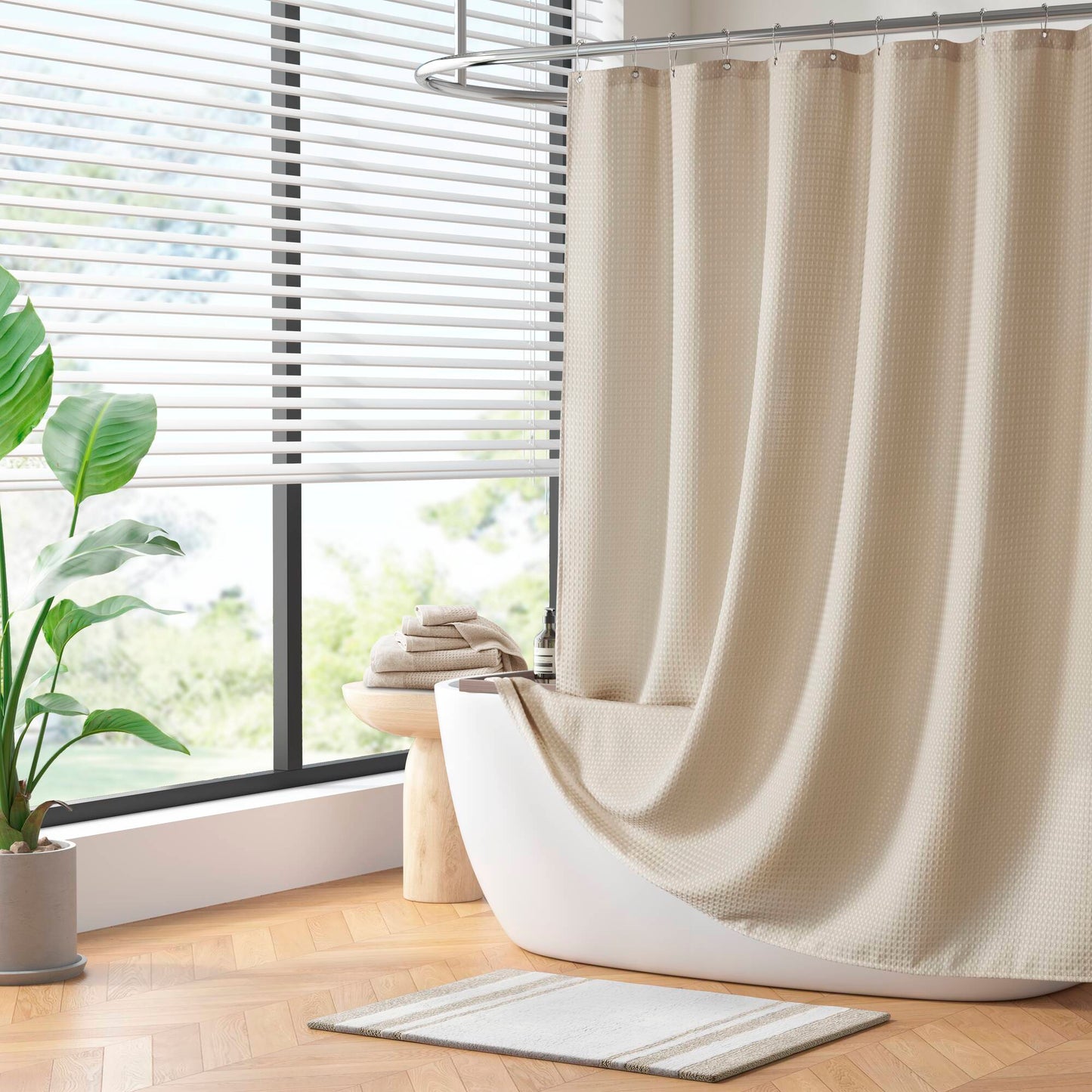 Madison Park Waffle Shower Curtain