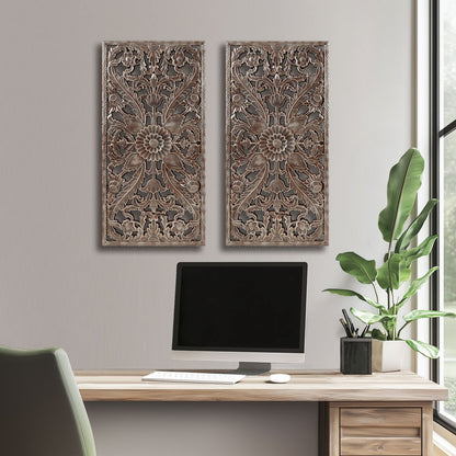 Madison Park Distressed Carved Wood 2-piece Wall Decor Set