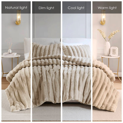Madison Park Ultrasoft Faux Fur Ribbed Comforter Set