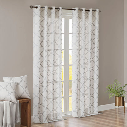 Madison Park Fretwork Print Grommet Top Window Curtain Panel