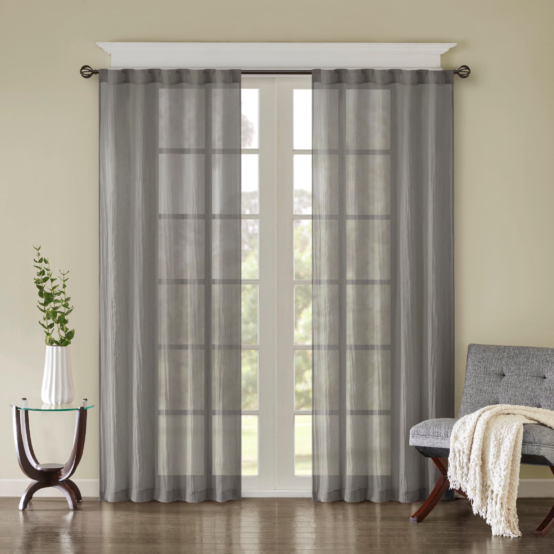 Madison Park Solid Crushed Curtain Panel Pair