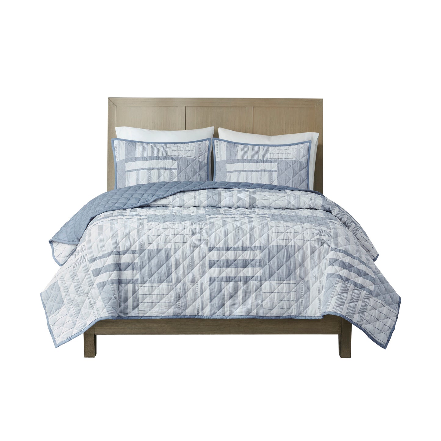 Madison Park 3 Piece Jacquard Patchwork Quilt Set