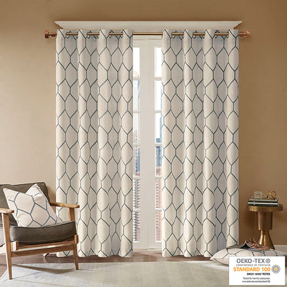 Madison Park Metallic Geo Embroidered Curtain Panel