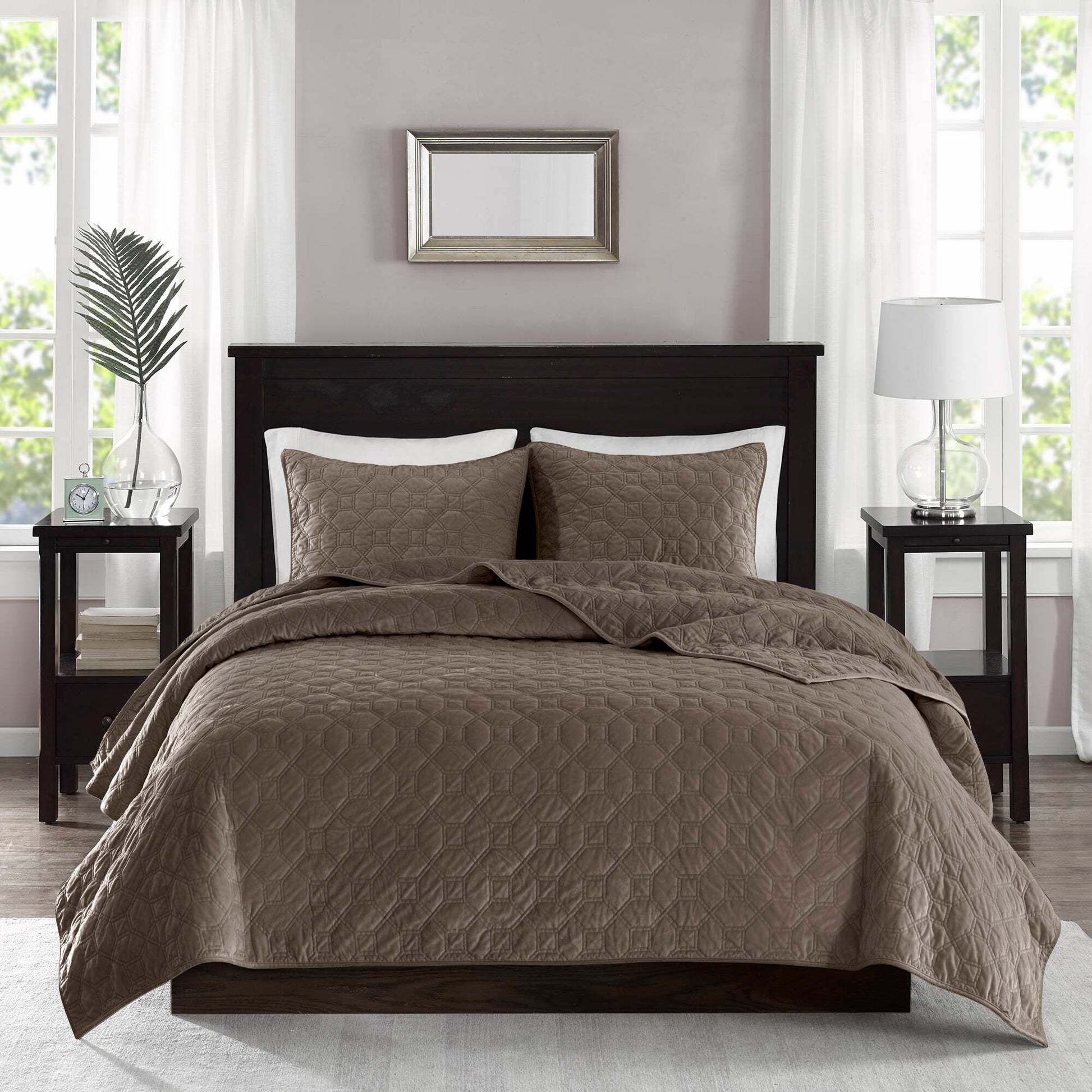 Madison Park 3 Piece Velvet Quilt Set