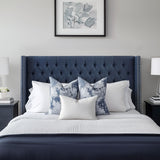 Amelia Upholstered Wingback Headboard with Button Tufting & Nailhead Trim