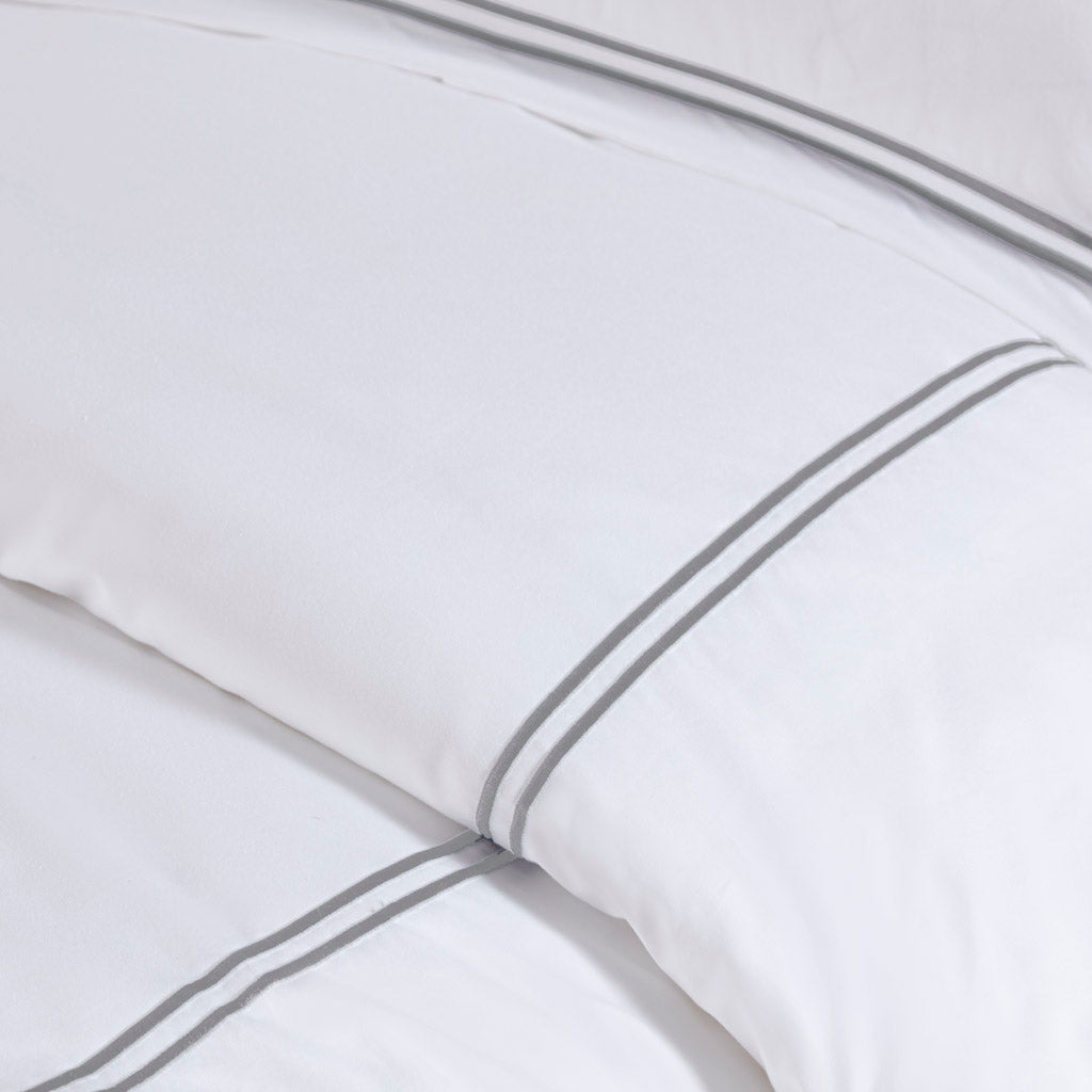 Madison Park Signature 100% Cotton Sateen Embroidered Duvet Cover Set