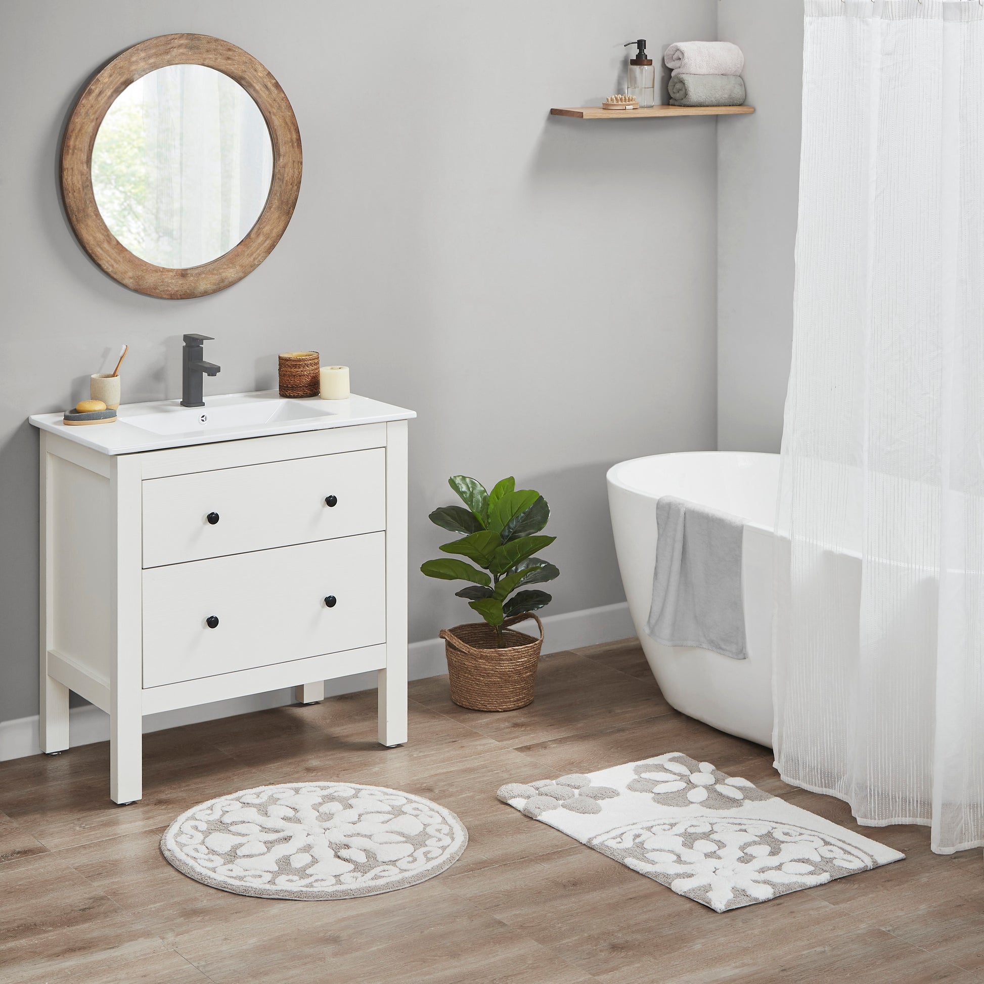 Madison Park Medallion Cotton Tufted Bath Rug