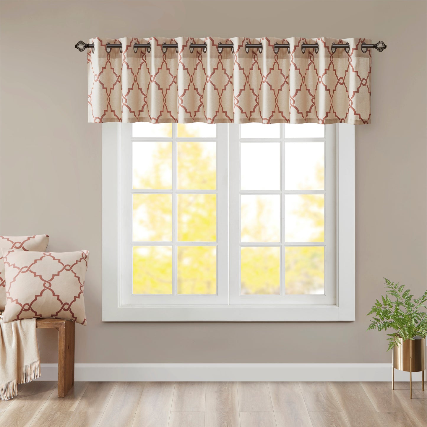 Madison Park Fretwork Print Grommet Top Window Valance