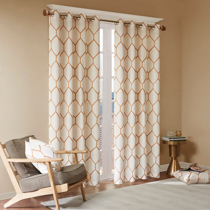 Madison Park Metallic Geo Embroidered Curtain Panel