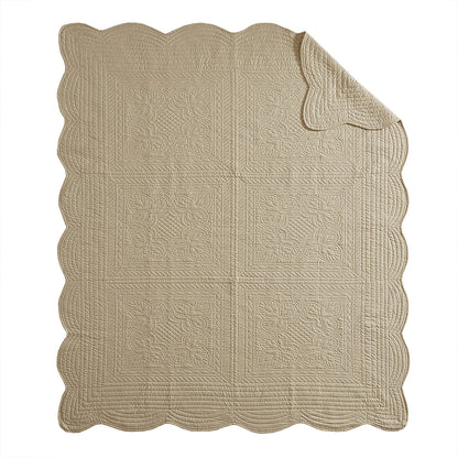 Madison Park Oversized Quilted Throw with Scalloped Edges