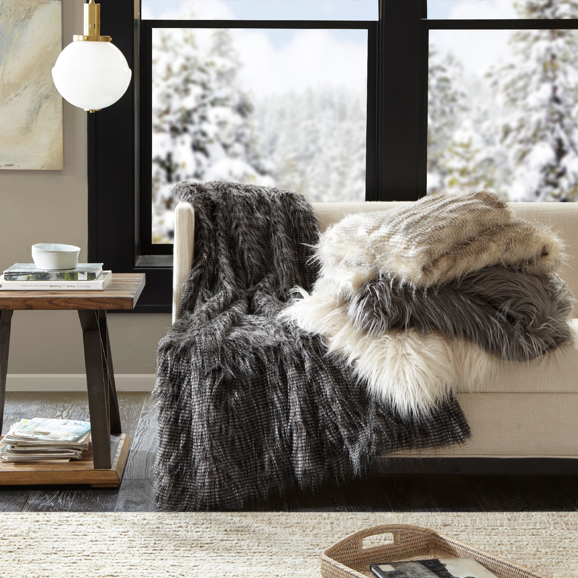 Madison Park Faux Fur Throw