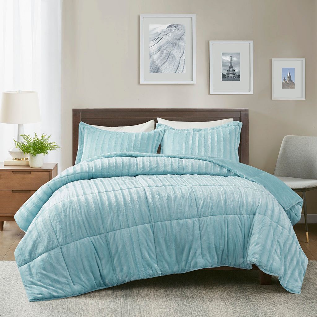 Madison Park Faux Fur Comforter Mini Set