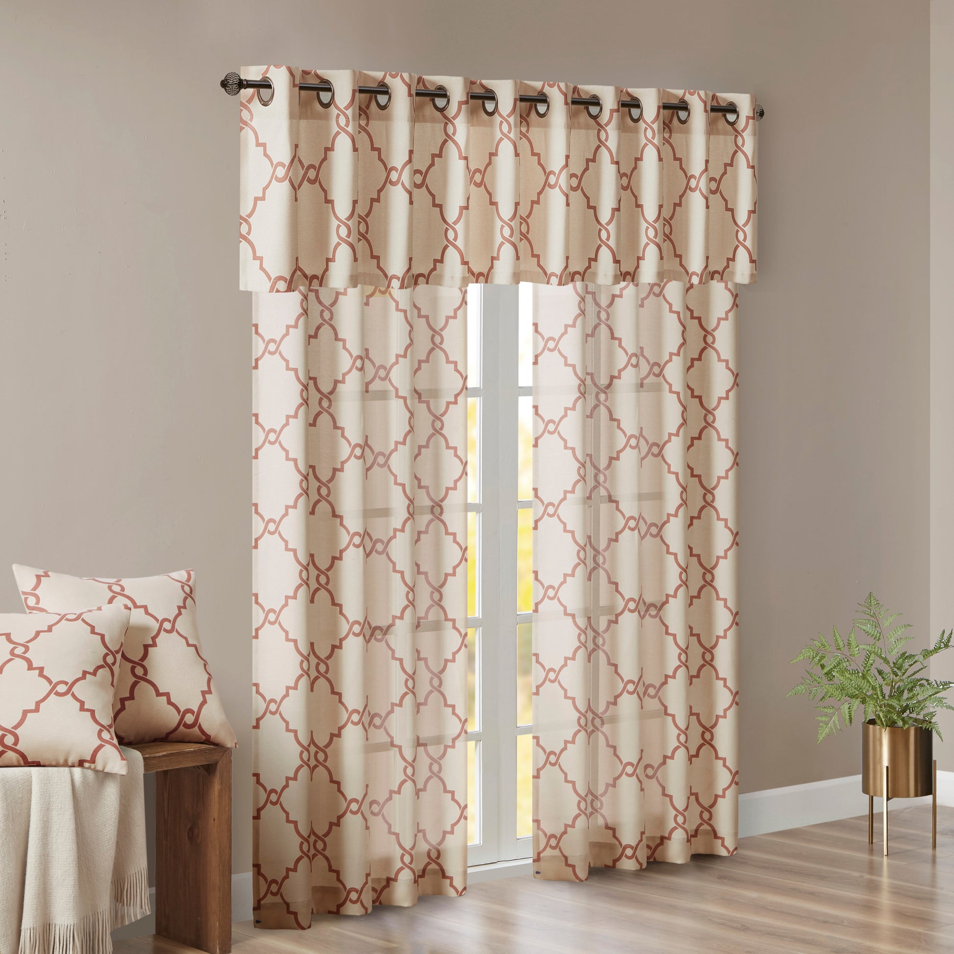 Madison Park Fretwork Print Grommet Top Window Valance