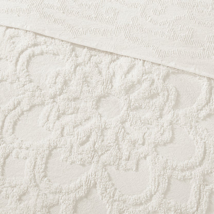 Madison Park 3-Piece Tufted Cotton Chenille Medallion Duvet Cover Set