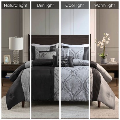 Madison Park 6 Piece Jacquard Comforter Set with Throw Pillows