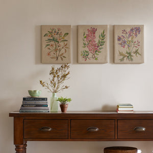 Linen Botanicals Illustration 3-piece Canvas Wall Art Set