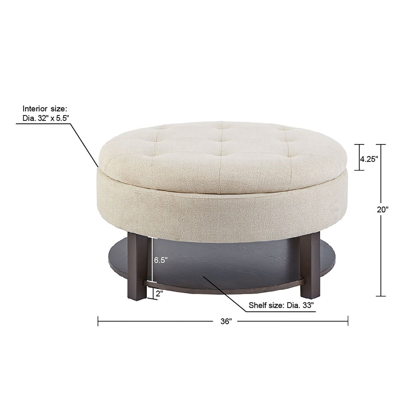 Madison Park Round Storage Ottoman