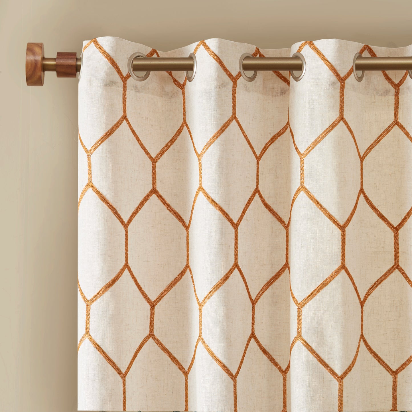 Madison Park Metallic Geo Embroidered Curtain Panel