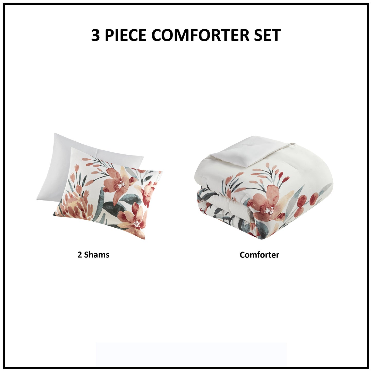 Madison Park 3 Piece Floral Cotton Comforter Set