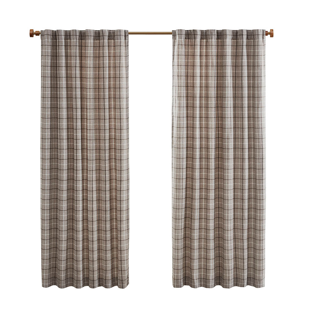 Madison Park Plaid Rod Pocket and Back Tab Curtain Panel with Fleece Lining