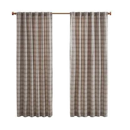 Madison Park Plaid Rod Pocket and Back Tab Curtain Panel with Fleece Lining