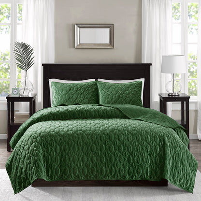 Madison Park 3 Piece Velvet Quilt Set