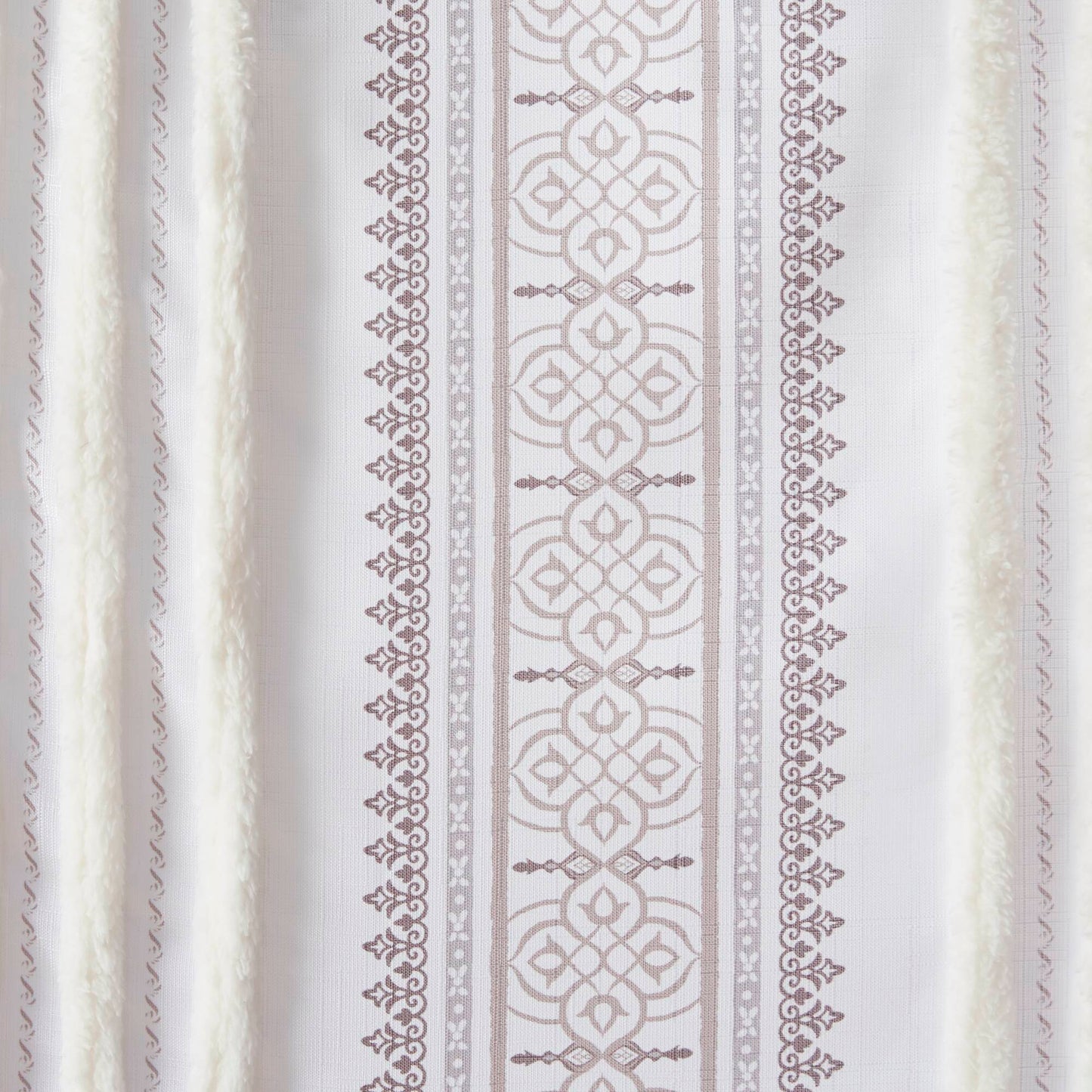Madison Park Poly Printed Curtain Panel with Tufted Stripe and Lining