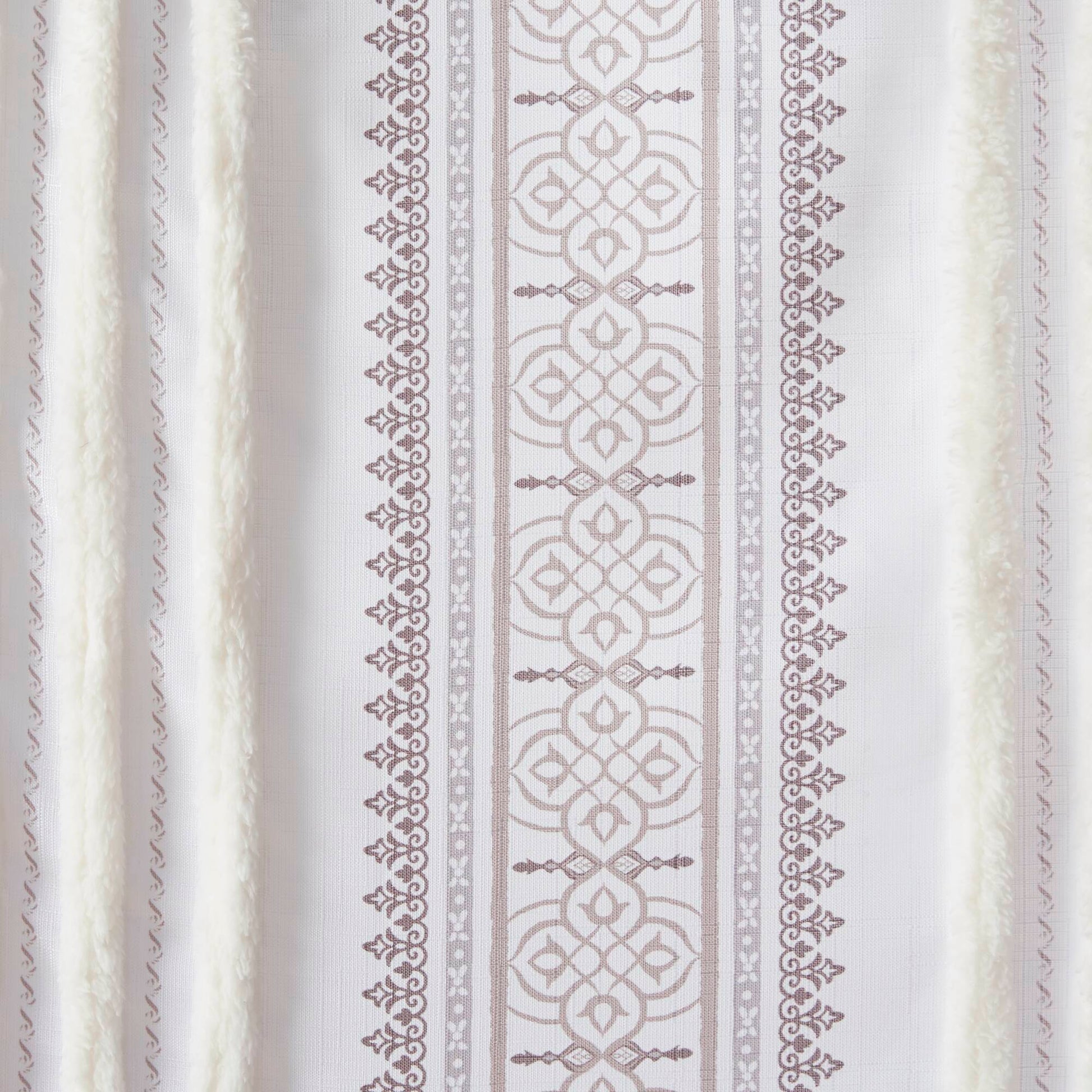 Madison Park Poly Printed Curtain Panel with Tufted Stripe and Lining