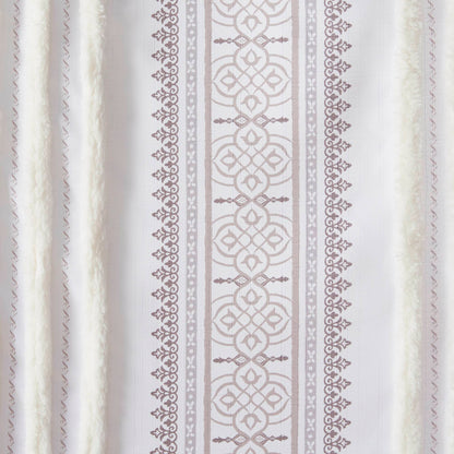 Madison Park Poly Printed Curtain Panel with Tufted Stripe and Lining